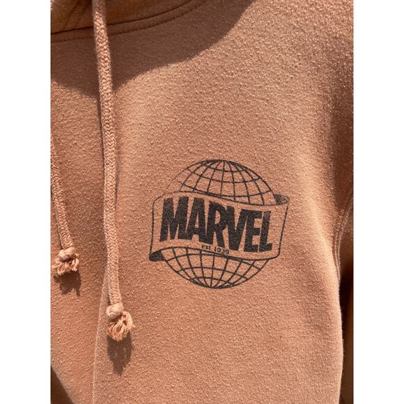 Marvel Hoodie Brown Globe Logo Superheroes Unisex M - Picture 2 of 5